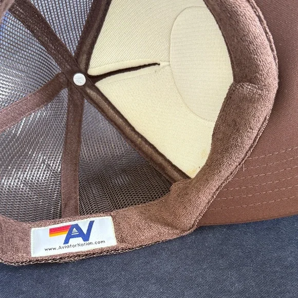Aviator Nation Brown Trucker Hat with Mountain Patch - Picture 3 of 3